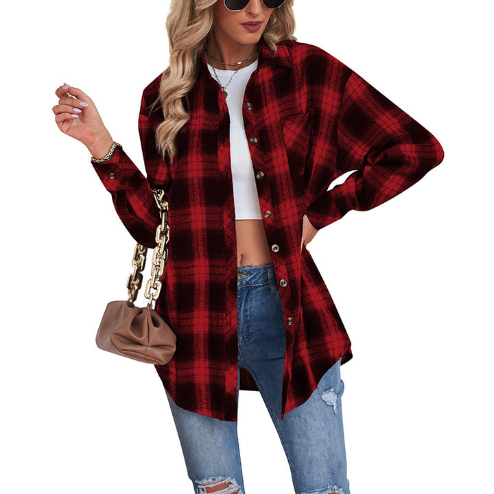 Dame Overshirt i blødt flannel med stort ternet mønster Stilla