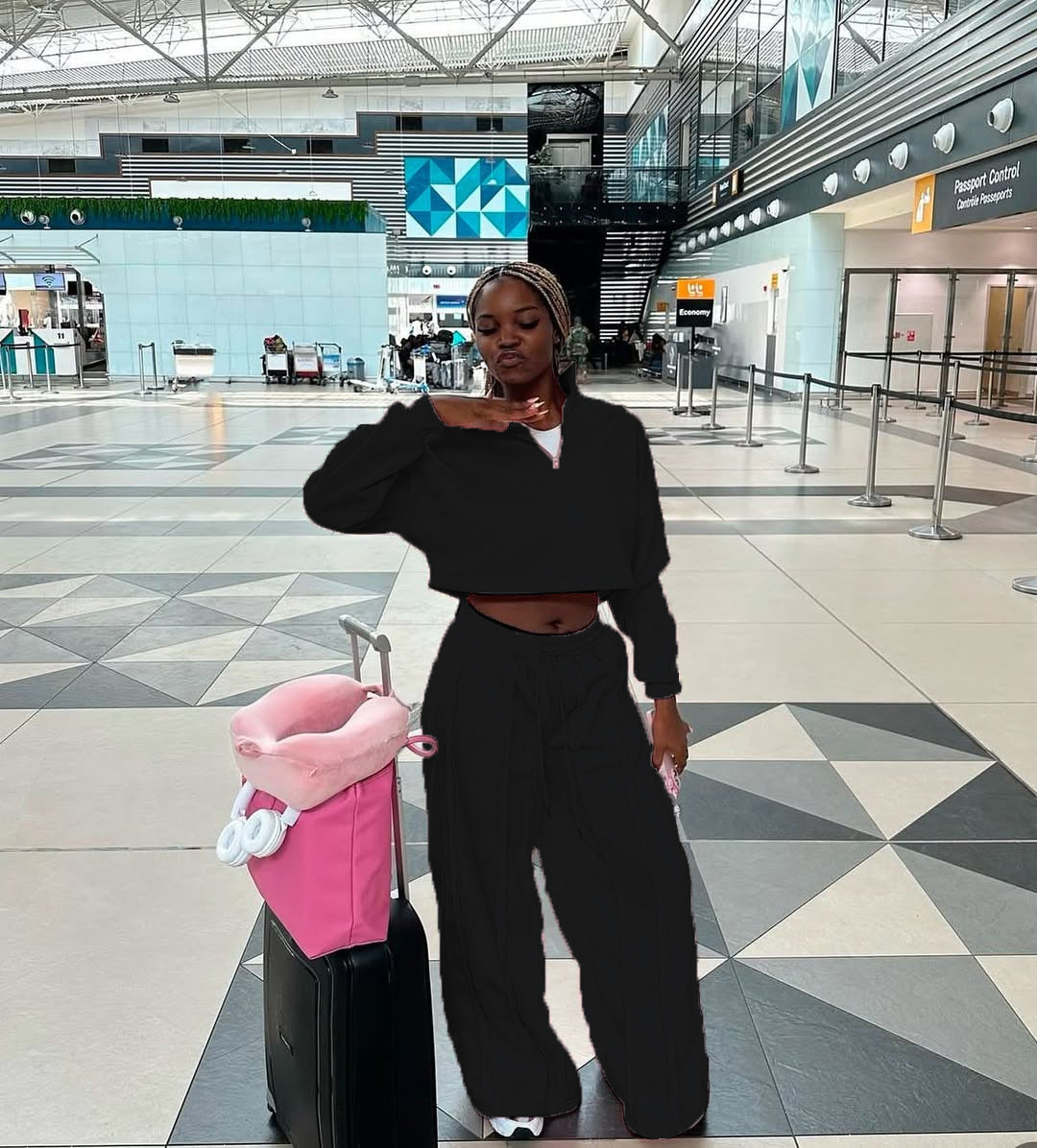 Dame cropped sweatshirt med moderigtig lynlås og behagelig taljeelbånd Skovae