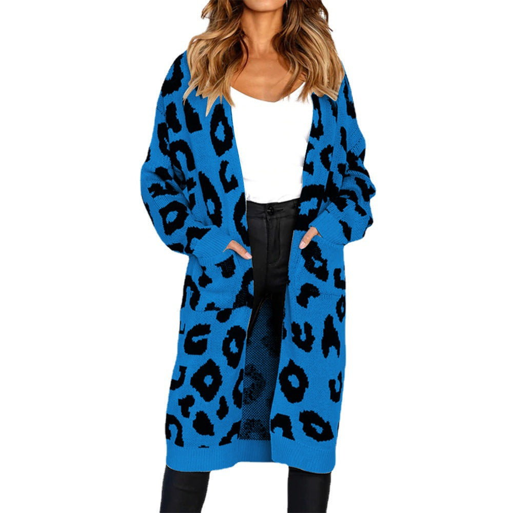 Kvinders chunky strik cardigan med dyreprint og praktiske lommer Stilla