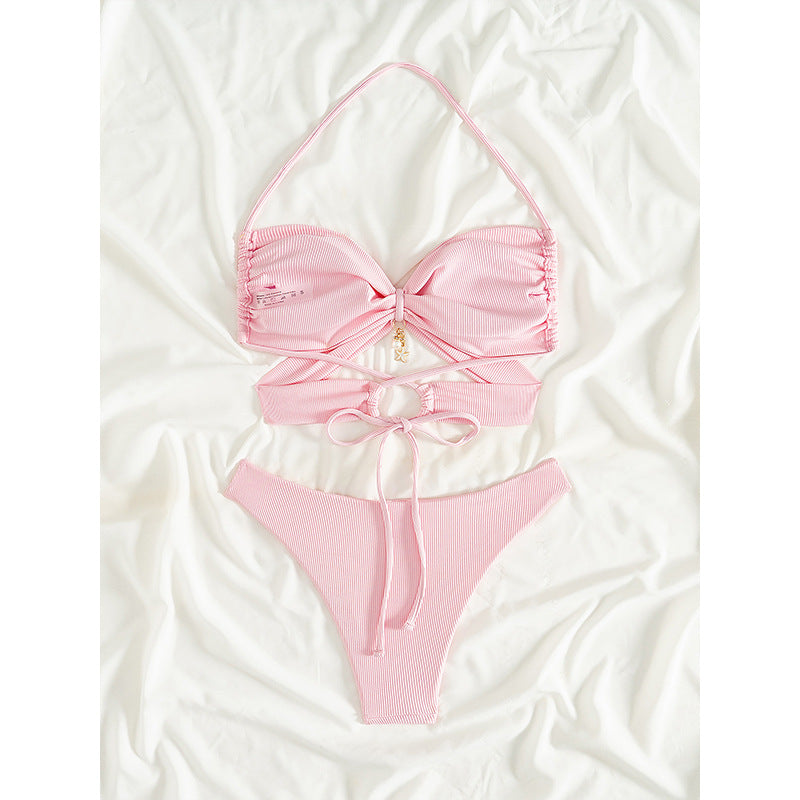 Damer Strappy Knytte-Detail Bikini Sæt Stilla