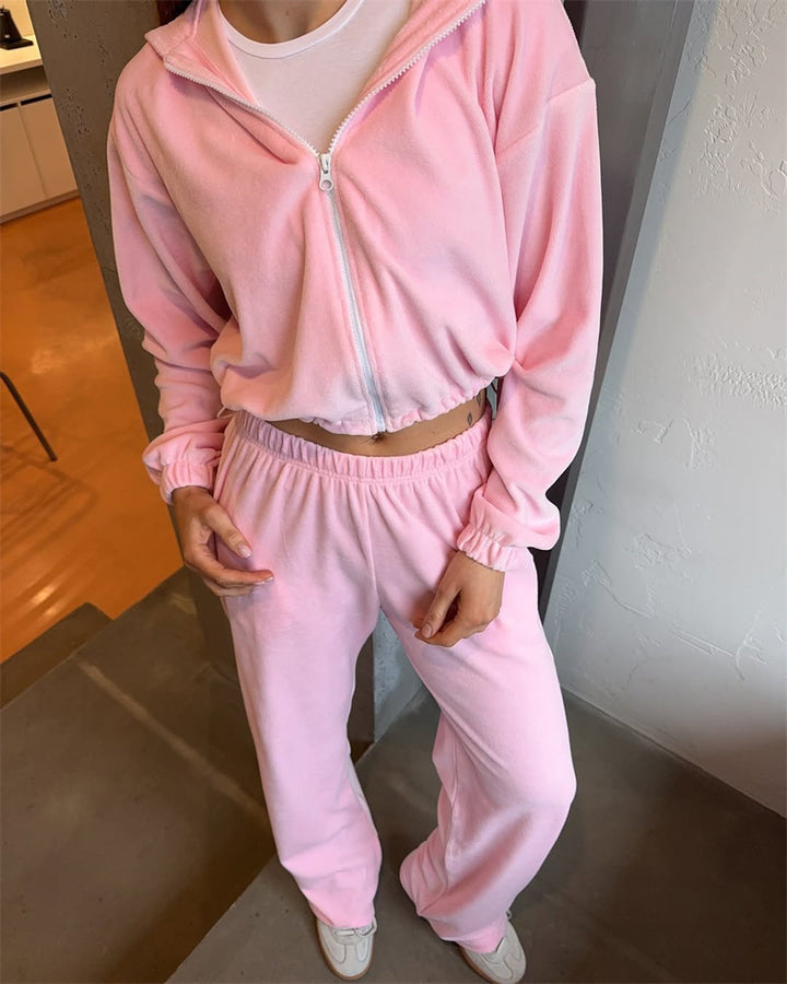 Kvinders afslappede jumpsuit sæt med kort krave og elastisk talje Skovae