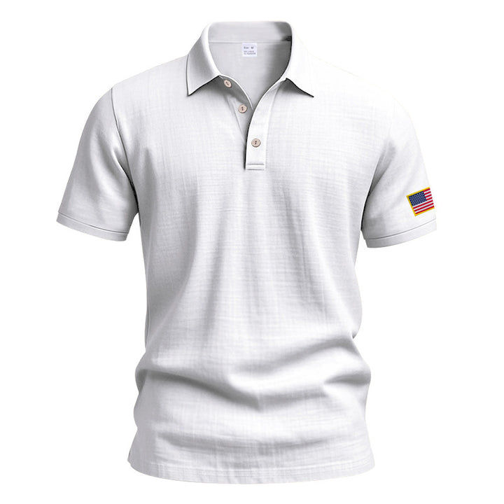 Herrer polo t-shirt med moderne USA-flagmotiv og struktureret design Stilla