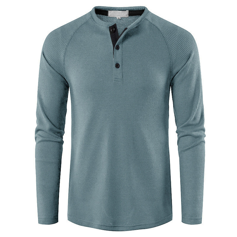 Herrer Langærmet Henley Skjorte med struktureret Design Stilla