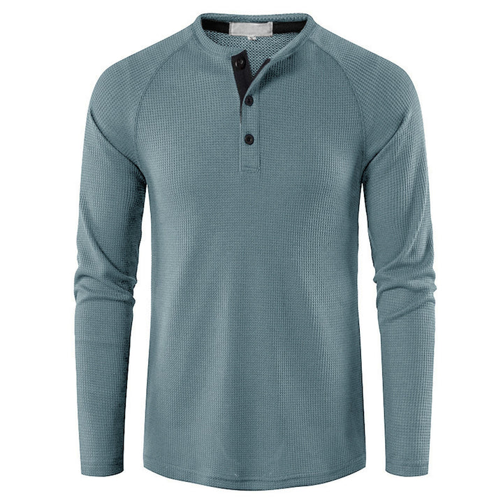 Herrer Langærmet Henley Skjorte med struktureret Design Stilla