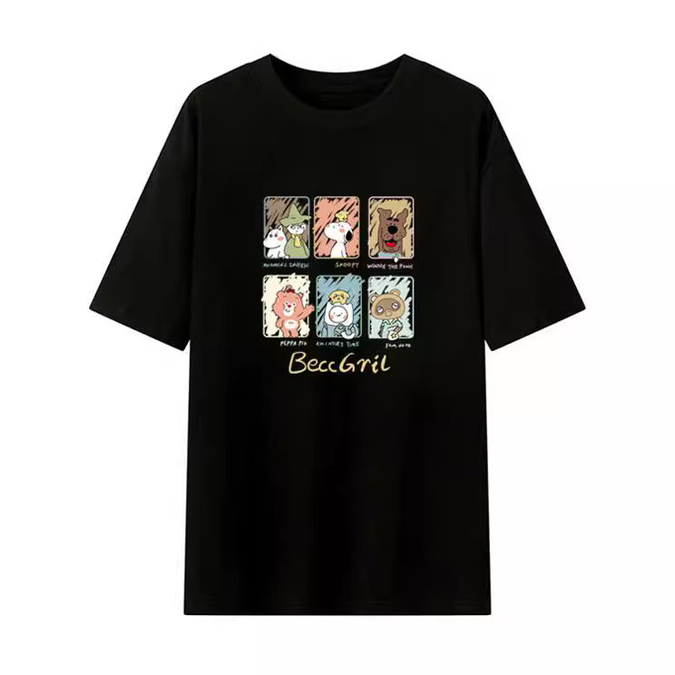 Dame T-shirt med kunstnerisk dyremotivtryk og løs pasform Stilla