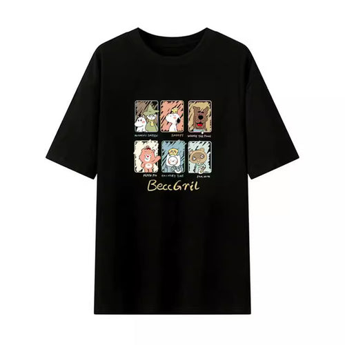 Dame T-shirt med kunstnerisk dyremotivtryk og løs pasform Stilla