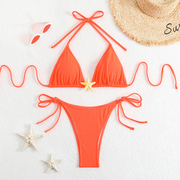 Dame Bikini med ribbet tekstur og justerbare stropper Stilla