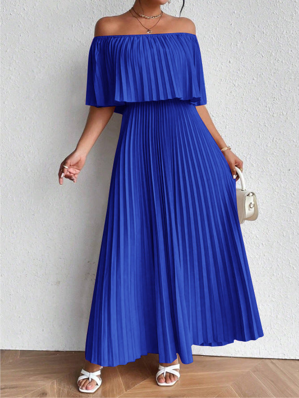 Dame Off-Shoulder Maxikjole med elegant fold Stilla