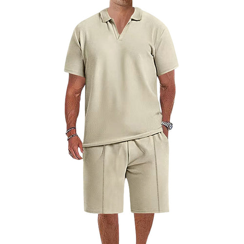 Herrer sportiv Polo-shirt og shorts sæt med åndbart materiale og løs pasform Stilla