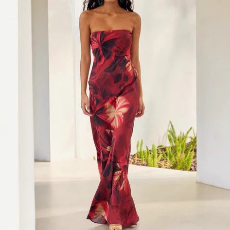 Femme Strapless Floral Maxi Kjole Stilla