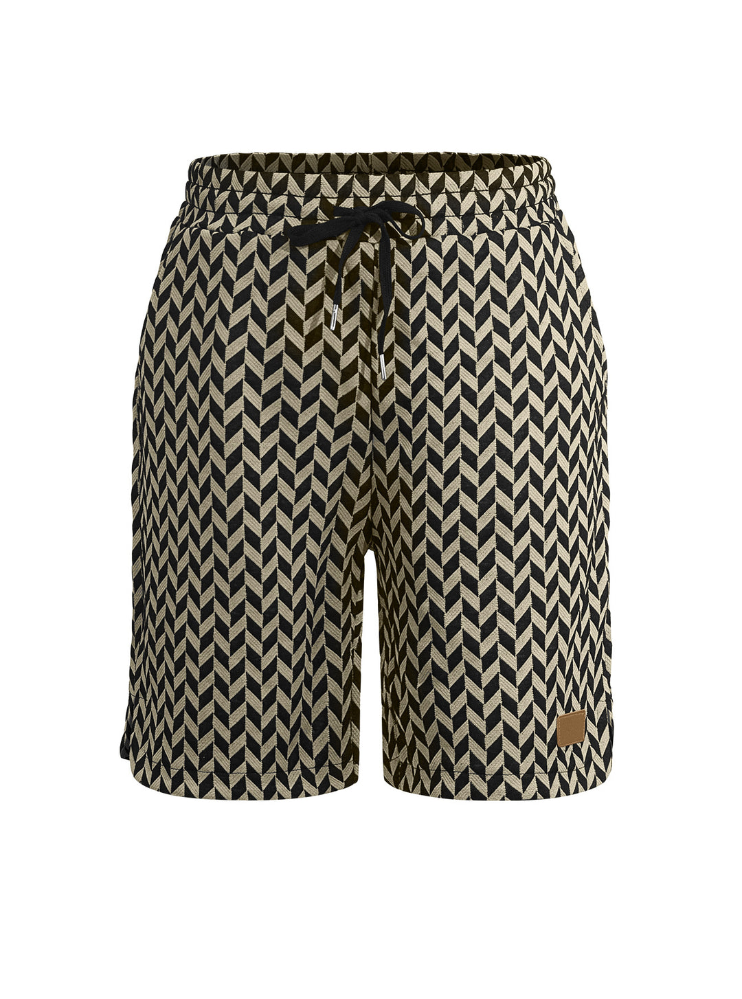 Dame nan Jacquard-Shorts med elastisk komfortliv, snøre og fiskebensmønster Skovae