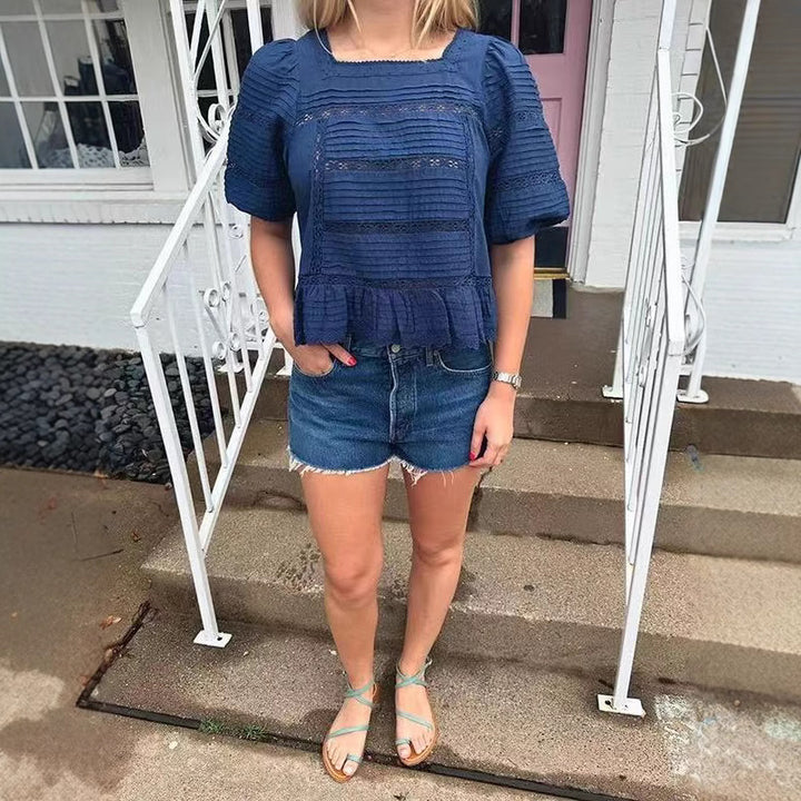 Dame Raffineret Bluse med Flæse detaljer Stilla