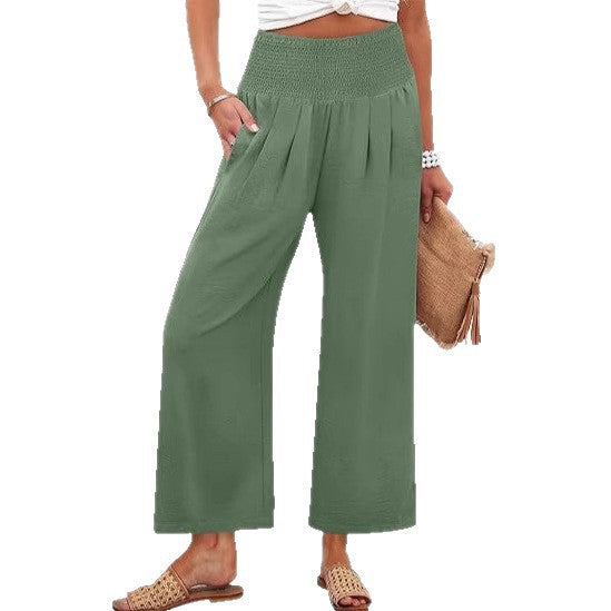 Dame Bred Culotte-bukser med elastisk talje og folder Skovae