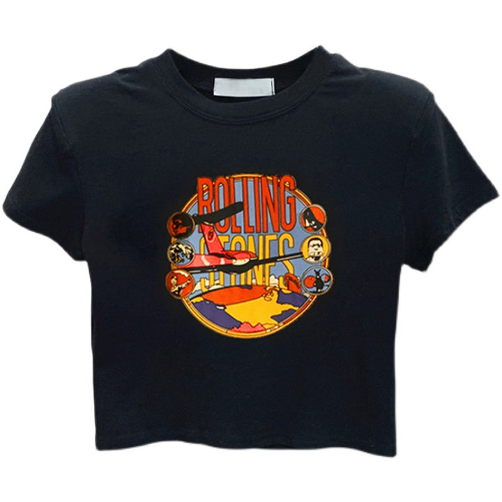 Kvinders kortærmet T-shirt med kreativt trykdesign og løs pasform