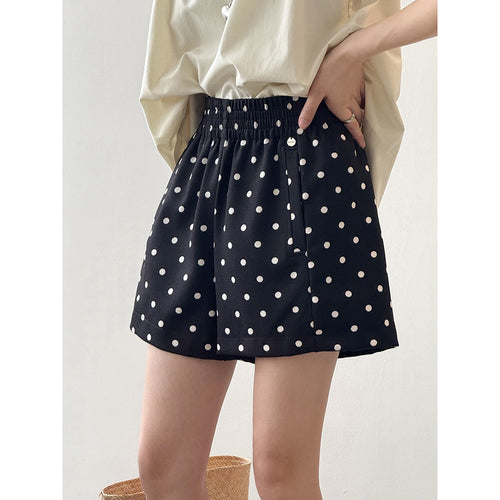 Dame Polka-Dot Shorts med elastisk linning og sidelommer Stilla