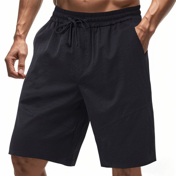 Herrer knælange linnedmix-shorts med elastisk snørelinning og sidelommer Skovae