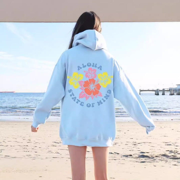 Kvinders hættetrøje med blomster aloha design og behagelig pasform Stilla