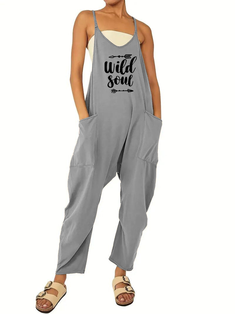 Dame Jumpsuit med Løs Pasform og Praktiske Lommer Skovae