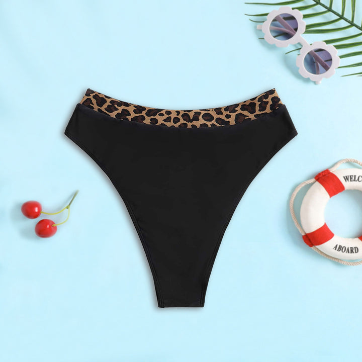 Dame Højtaljet Bikini-bund med fashionable leopardmønster Skovae