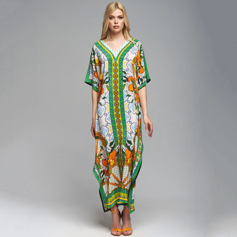 Dame Gulvlængde Kaftan med kunstnerisk Barokdesign Stilla