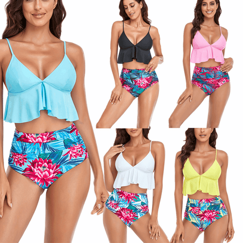 Damer to-delt bikini sæt med fashionable flap top og højt skårne shorts Stilla