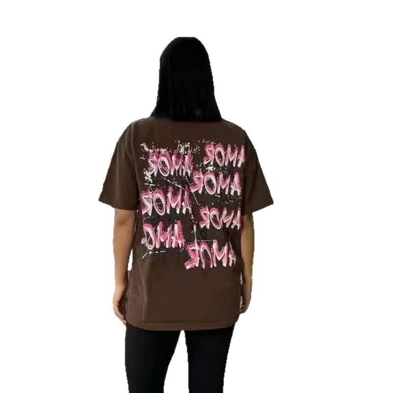 Damer Oversized T-Shirt med kunstnerisk skrifttype og afslappet pasform Stilla