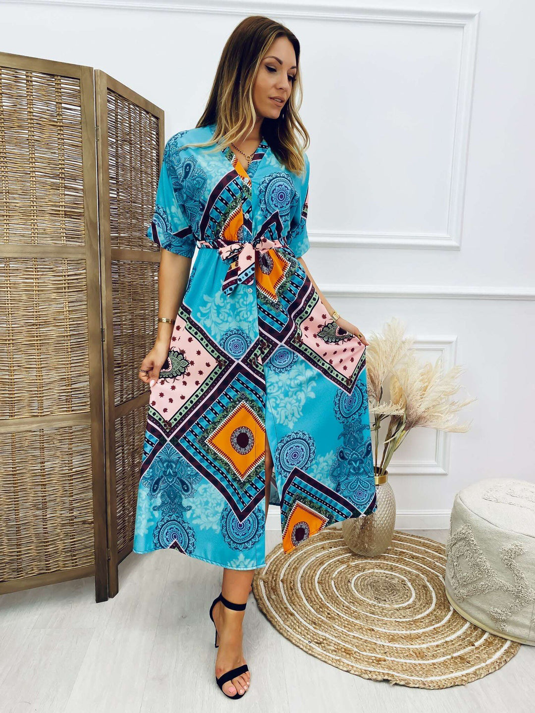 Kvinder Bohemian-inspireret Maxi-Wrap-kjole med elegant bælte Stilla