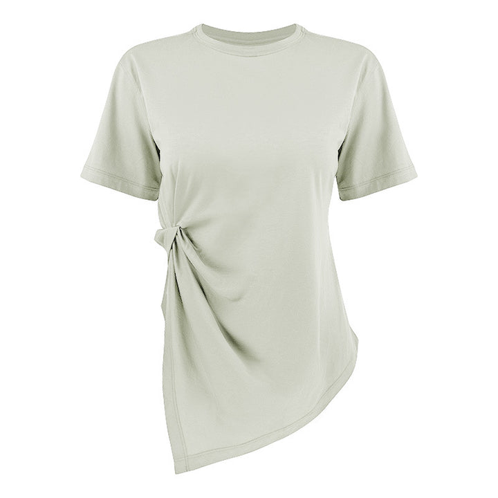 Dame asymmetrisk T-shirt med fashionable knude-detalje Stilla