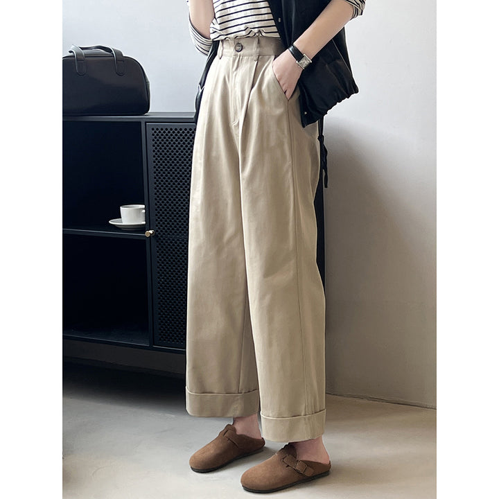 Dame bred Culotte-bukser med høj talje og elegante plissé-detaljer Stilla