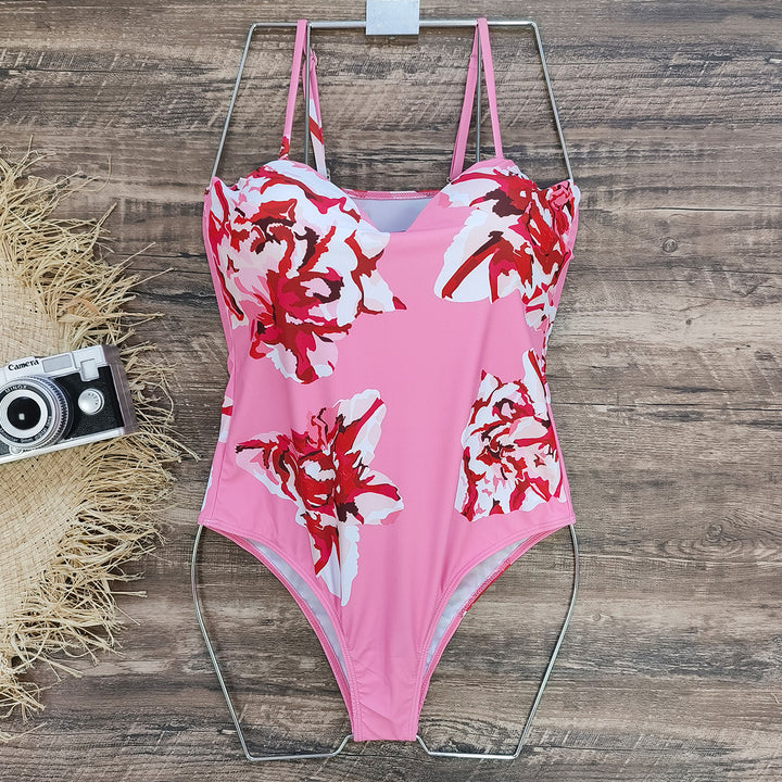Dame badedragt med matchende strandkimono i floralt design Stilla
