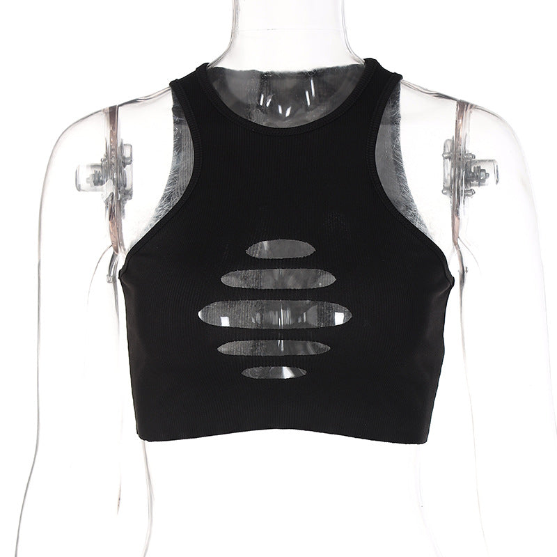 Dame Sportsligt Crop-Top med Cut-Out-Design og elastisk materiale Stilla