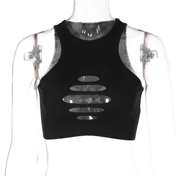 Dame Sportsligt Crop-Top med Cut-Out-Design og elastisk materiale Stilla