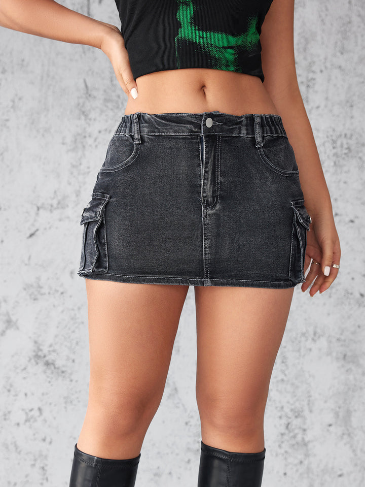 Kvinder Elegant Jeans Mini Kjole med Aftagelig Top og Side Lynlås Stilla