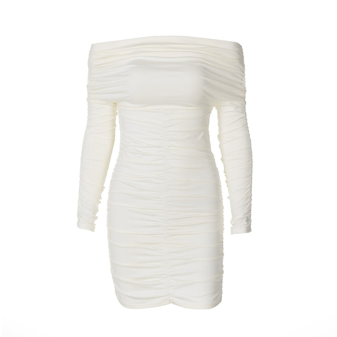 Dame Off-Shoulder Minikjole med raffinerede flæsedetaljer og figursyet pasform Stilla