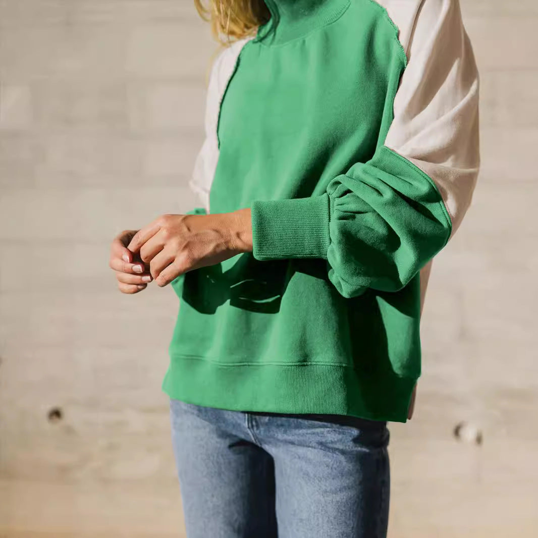 Dame sweatshirt med moderne raglanærmer og høj krave Stilla