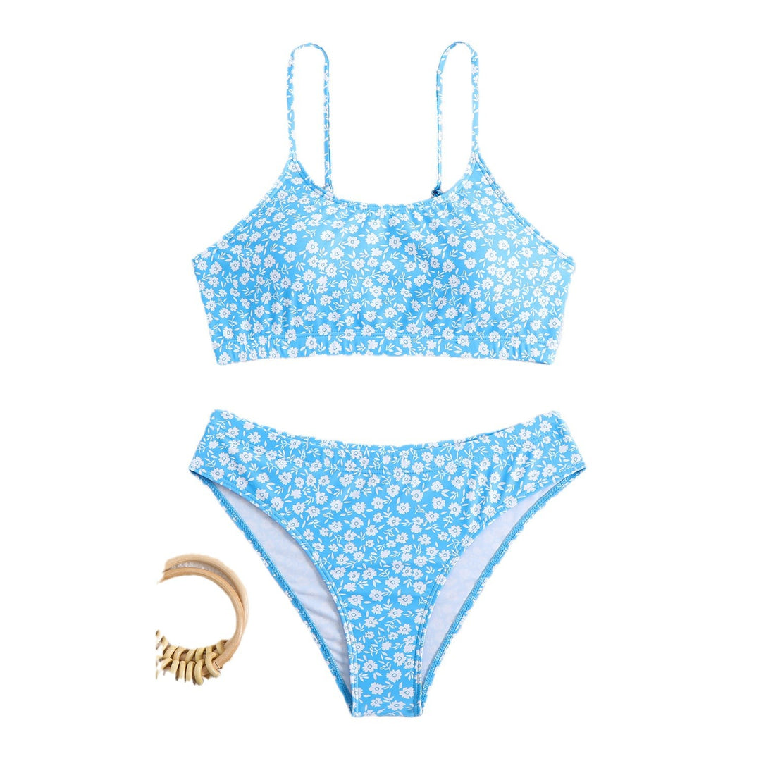 Dame Floral Print Triangle Bikini Sæt Stilla