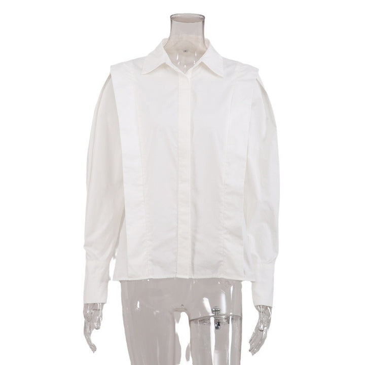 Dame Ståkrave-bluse med strukturerede skuldre og elegant snit Stilla