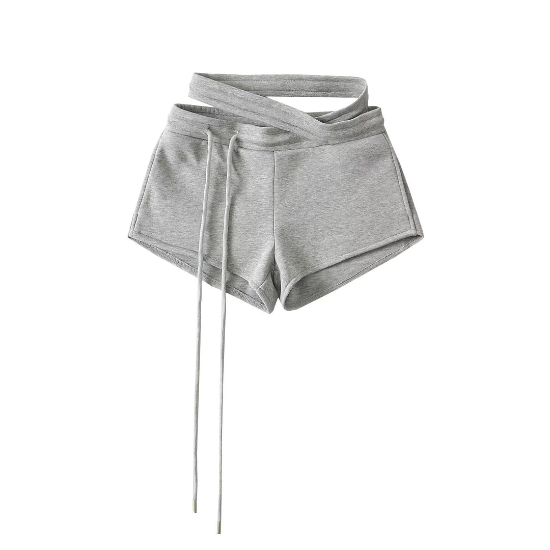 Dame Sporty Kort Shorts med innovativt indpakningsdesign og elastisk talje Stilla
