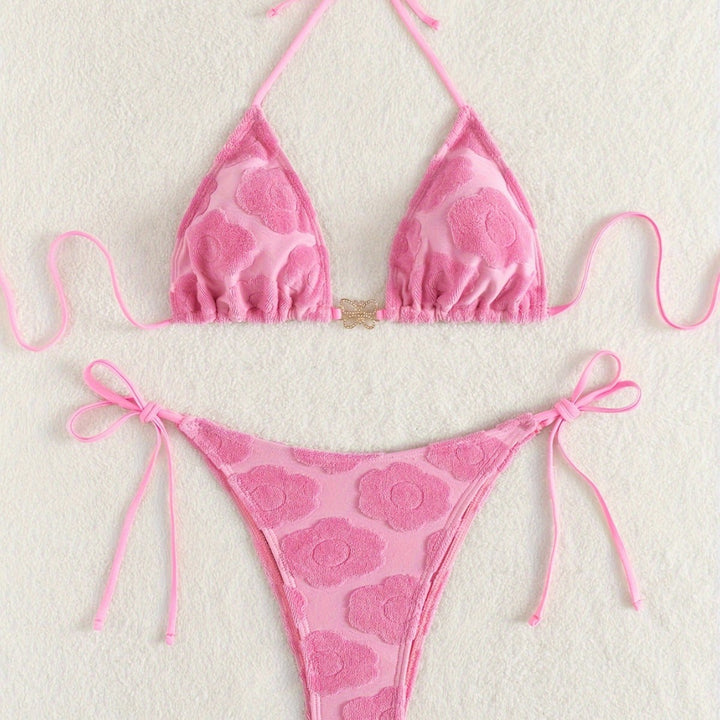 Dame bikini-sæt med raffineret blomsterdesign og justerbare stropper Skovae