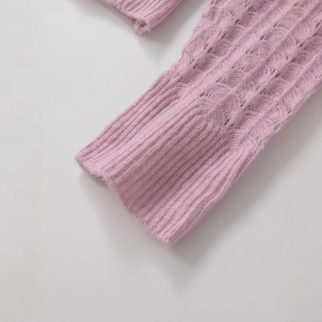 Dame hæklede sweater med elegante ribdetaljer Stilla