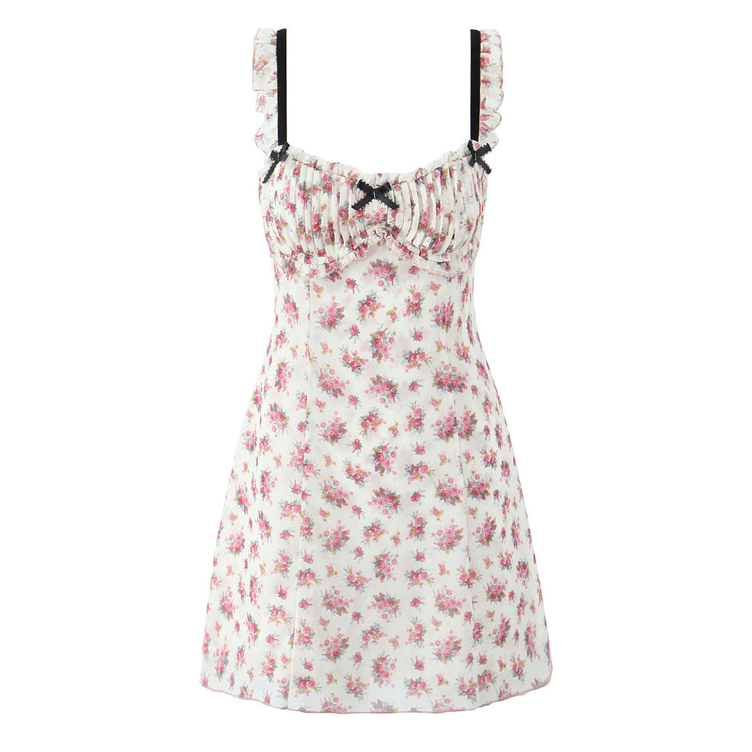 Dame blomsterkjole med ruffles detaljer og strategisk snit Stilla