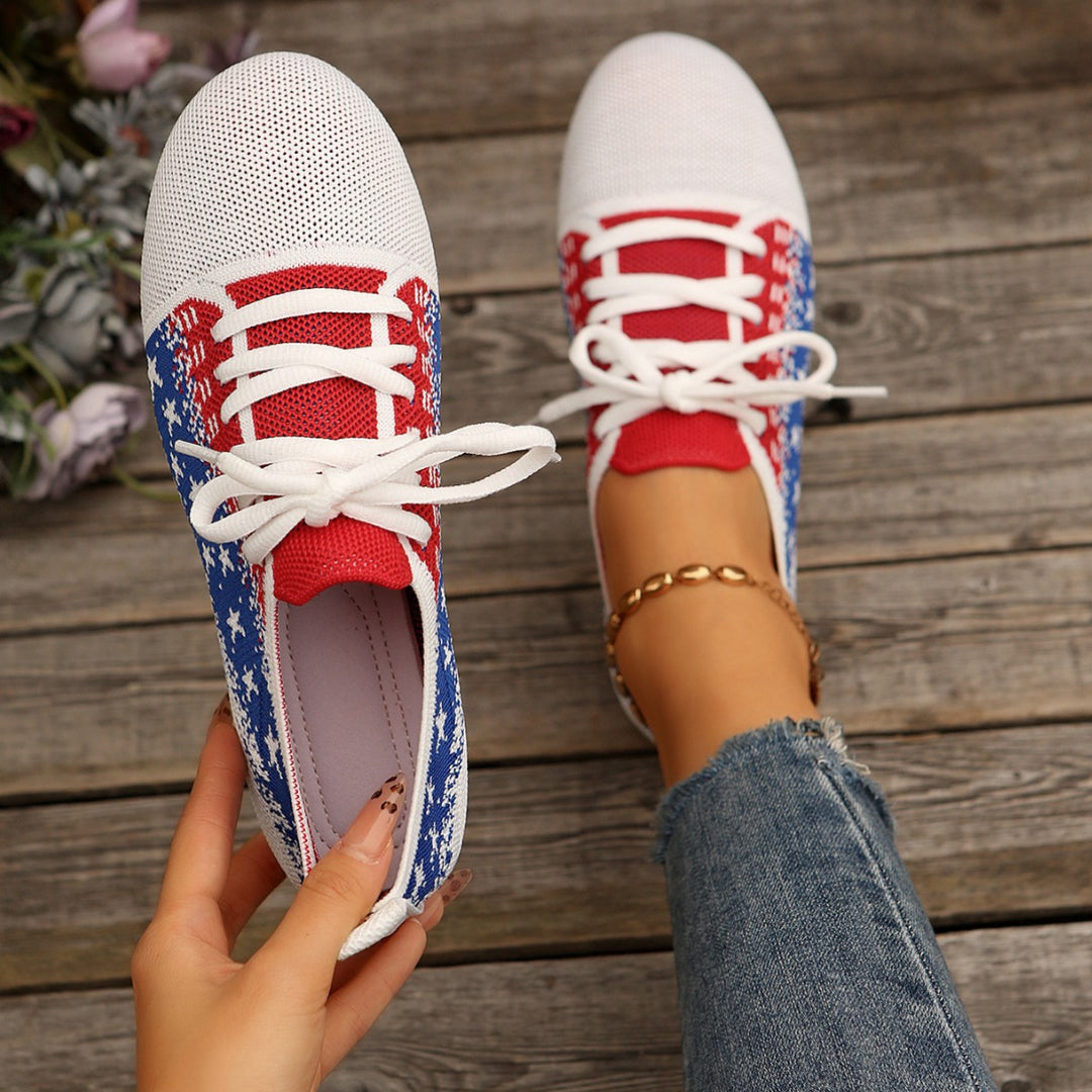 Dame Åndbare Sneakers med moderigtigt Strikdesign Stilla