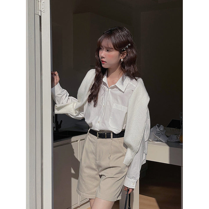 Dame elegante High-Waist shorts med tætsiddende snit og praktiske lommer Stilla