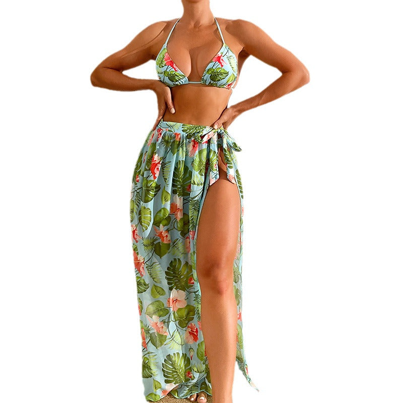 Dame Bikini-sæt med blomstret maxi-nederdel Skovae