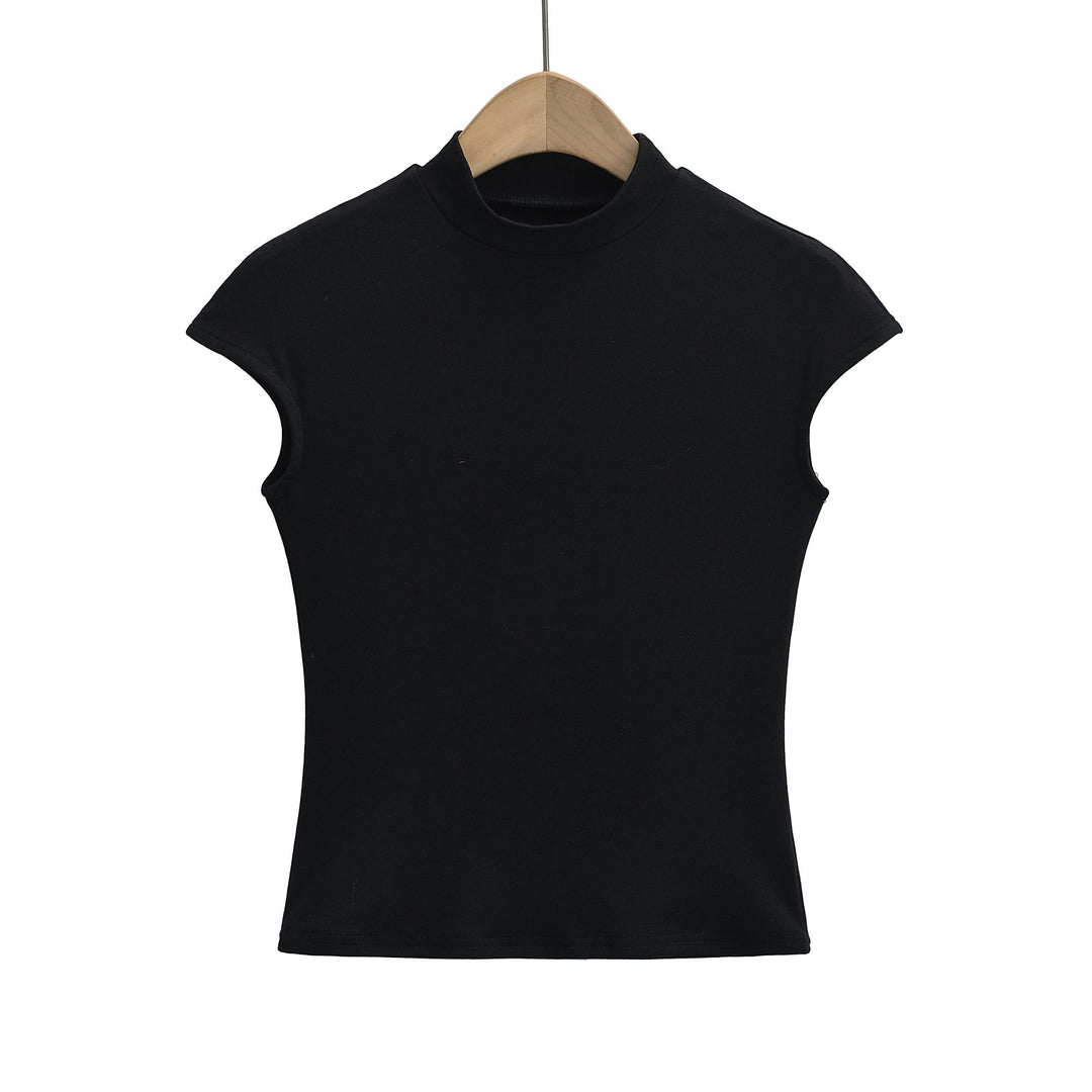 Dame elegant ståkrave top med smalle skuldre Stilla
