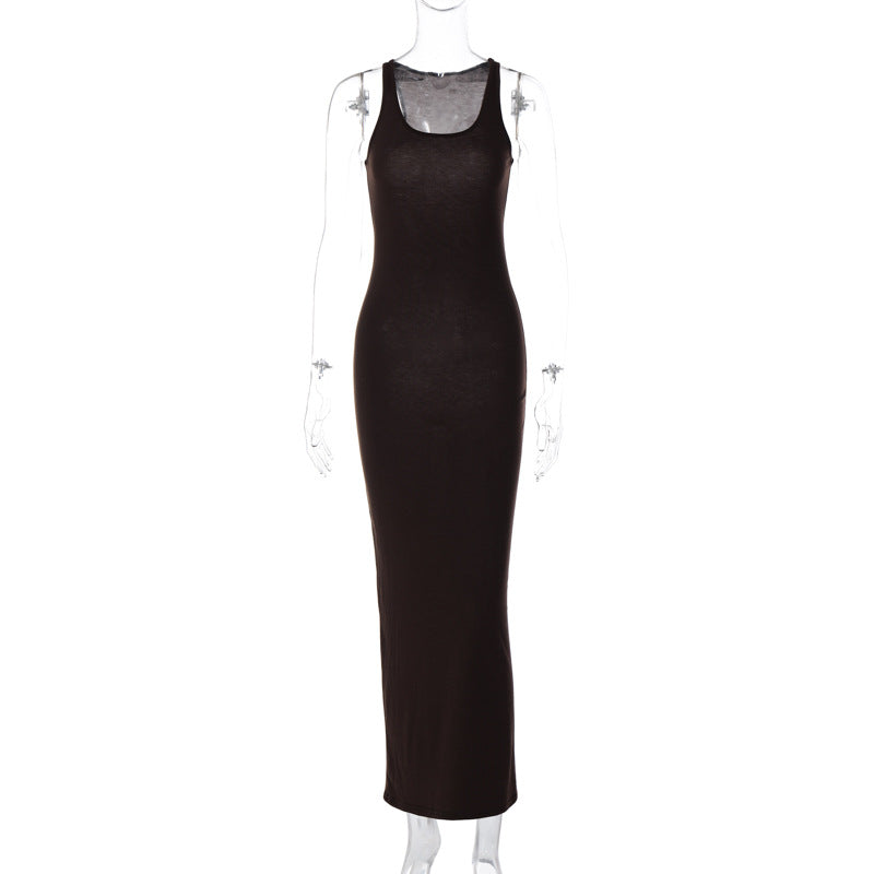 Dame Bodycon Maxikjole med gennemsigtig indsats og tidløst design Stilla
