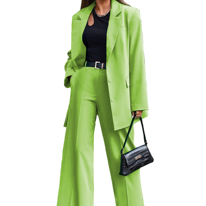 Dame Oversized Blazer og Vidde Bukser Kombination Skovae