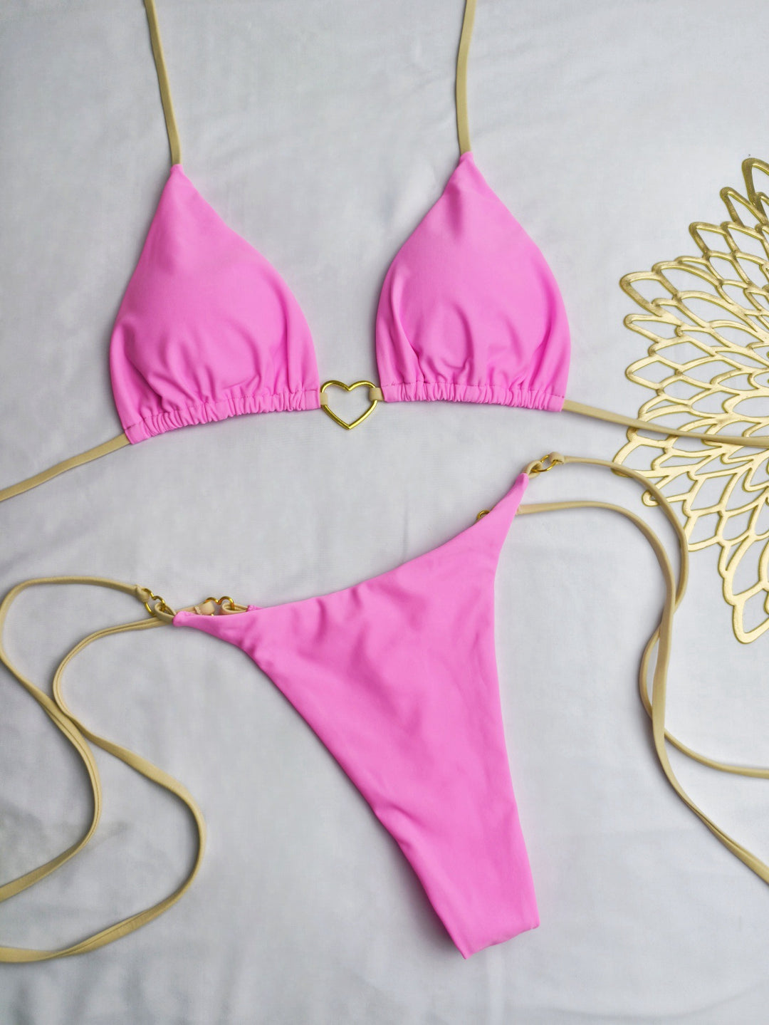 Dame Bikini-sæt med hjerteformet detalje og justerbare stropper Skovae