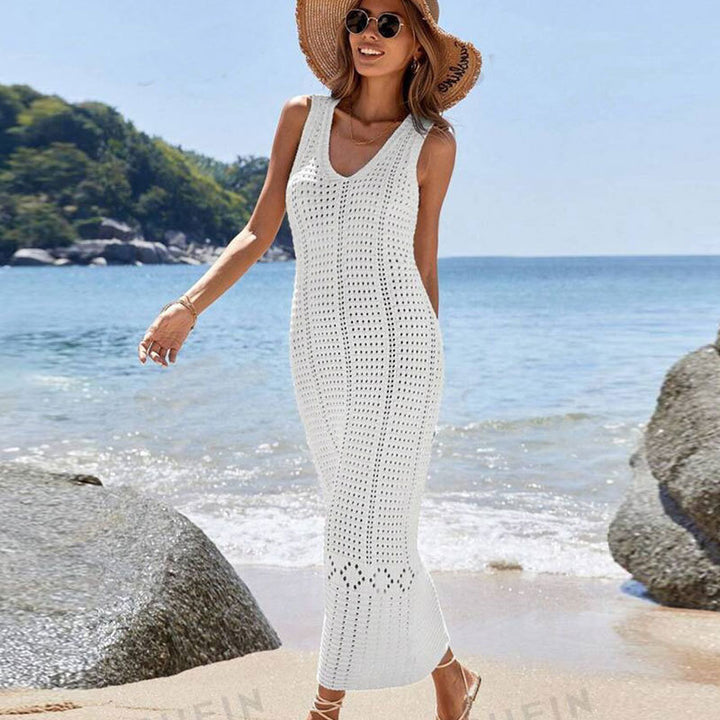 Dame Hæklet Strandkjole i det elegante Ribstrikkedesign Stilla