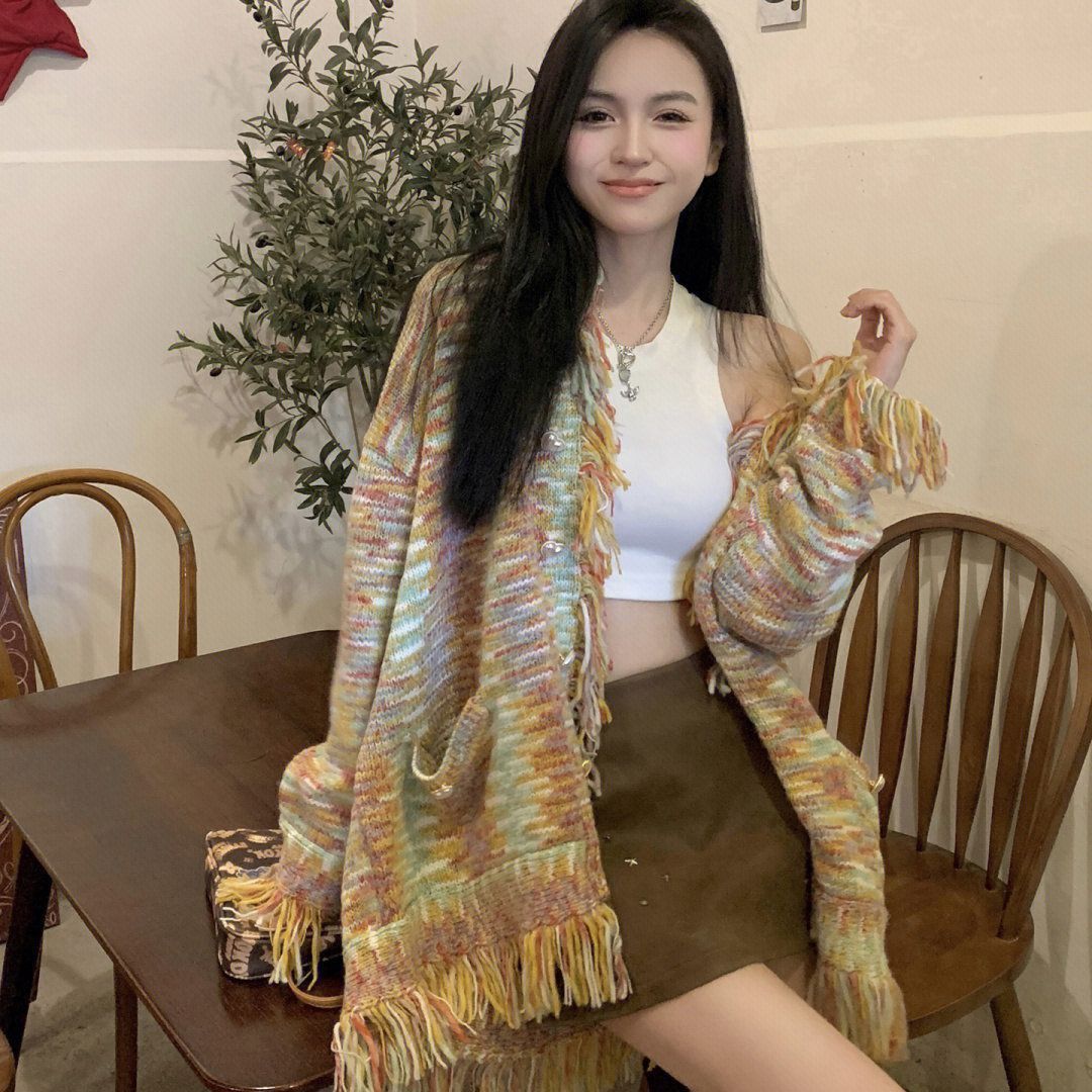 Femme Fringed Strikindpakning Stilla